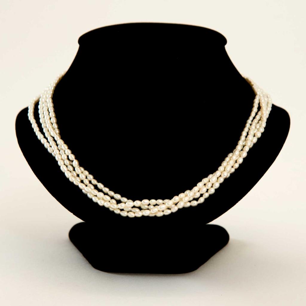 4 Row Rice Pearl 18″ Necklace