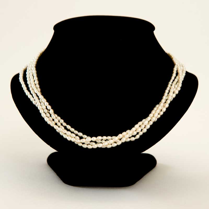 4 Row Rice Pearl 19 inch Pearl Necklace
