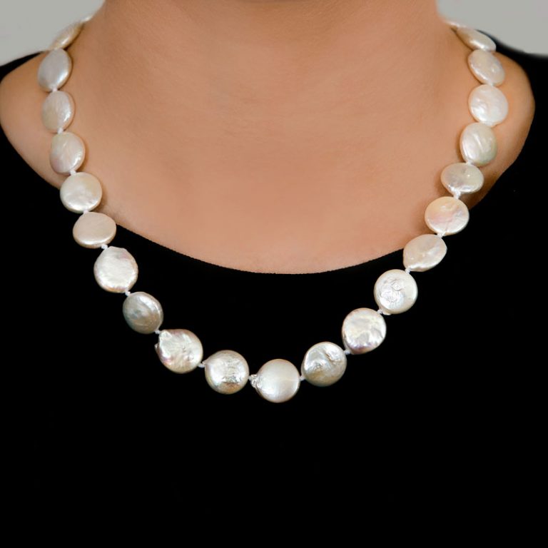 Classic 12mm Genuine White FW Baroque Pearl NecklaceFINDINGJEWELRY
