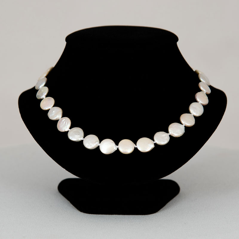 Flat Square Disc Pearl Necklace - Cashmere & Pearls