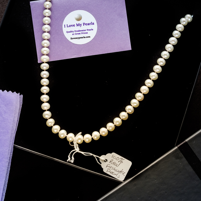 Pearl necklace in a box