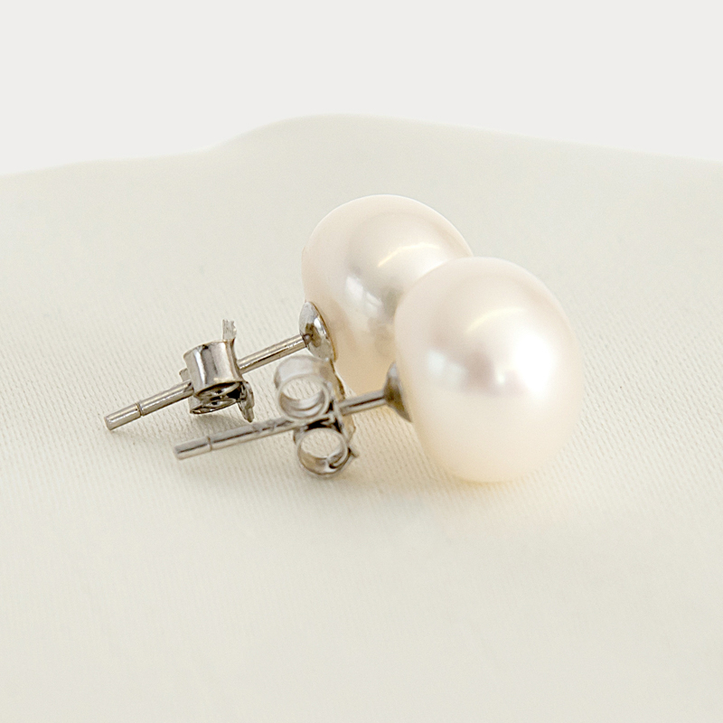 Large baroque stud pearl earrings
